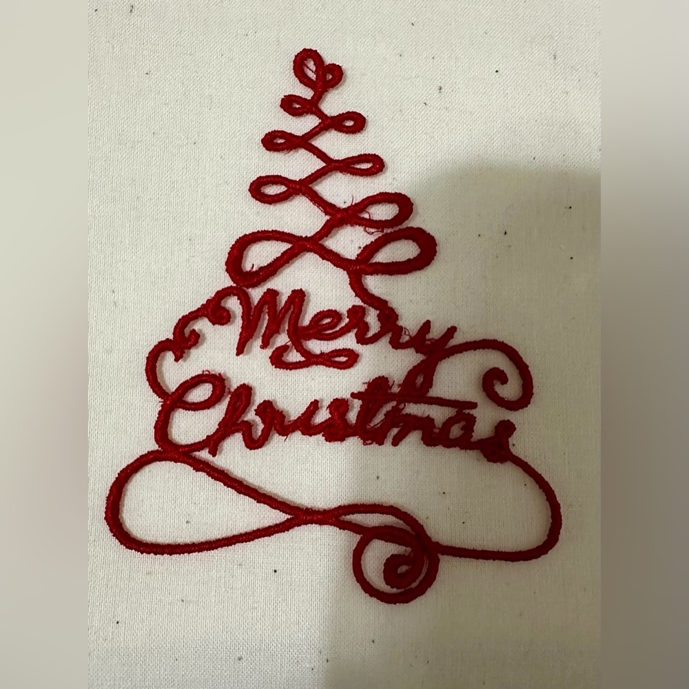 Red Merry Christmas Embroidered Free Standing Lace Decoration